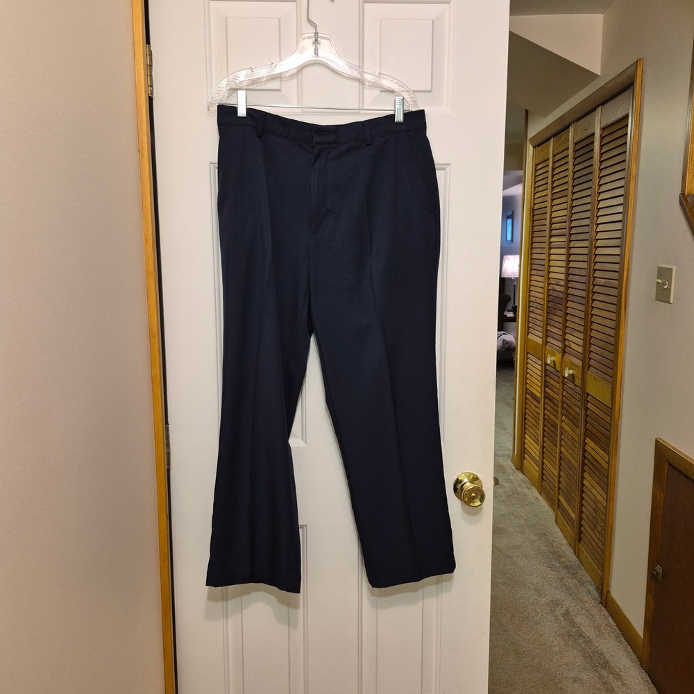Greg Norman Mens Navy Blue Stretch Golf Chino Pants 36x30 Shark Logo RN128492
